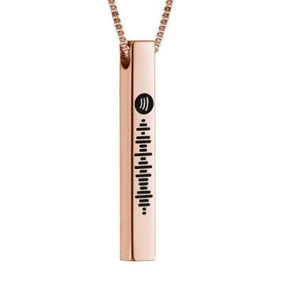 Scannable Spotify Code Necklace 3D Engraved Vertical Bar Necklace Gifts for Her