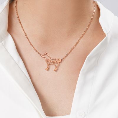 Custom Engraved Name Necklace Dog Hollow Unique Design