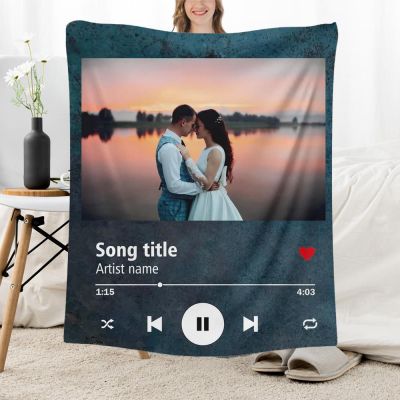 Custom Photo Song Fleece Blanket - Thoughtful Gift for Him, Ideal for Valentine's Day, Anniversaries, and Wife's Gifts