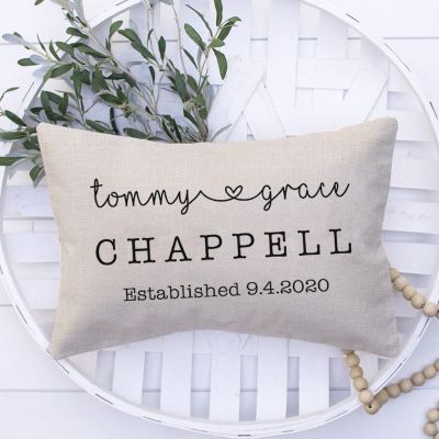 Personalized Established Date Couples Name Pillow - A Heartwarming Gift for Housewarming, Anniversary, and Valentine's Day
