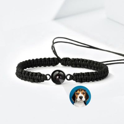 Braided Black Rope Personalized Photo Projection Bracelet - Unique and Stylish Gift