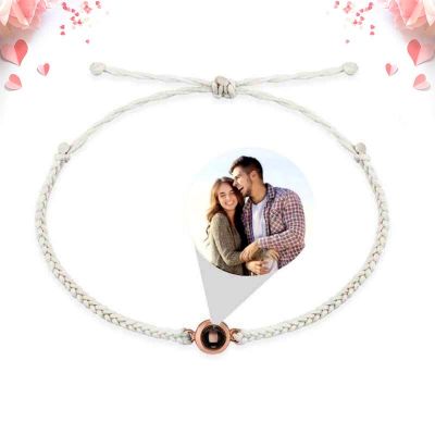 Personalized Circle Photo Projection Bracelet for Women and Men - Black and Elegant