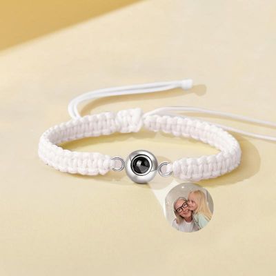 Braided White Rope Personalized Photo Projection Bracelet - Sweet and Cool Gift