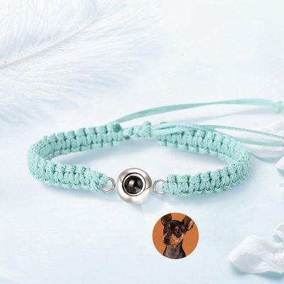 Personalized Braided Blue Rope Photo Projection Bracelet - Sweet and Stylish Gift