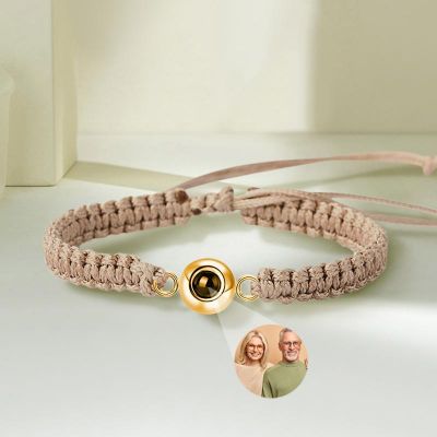 Personalized Braided Brown Rope Photo Projection Bracelet - Cool and Thoughtful Gift