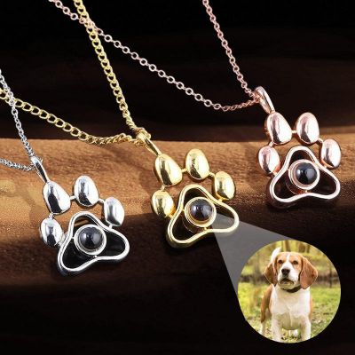 Custom Pet Paw Photo Projection Necklace - Personalized Gift
