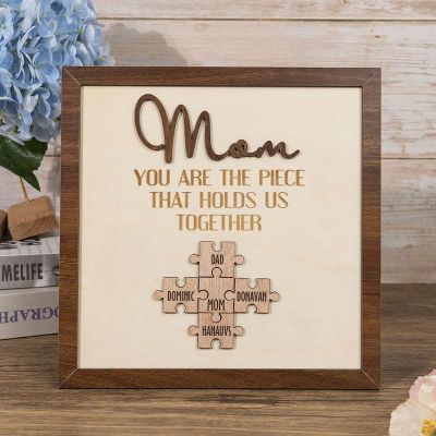 Customized Heart-Shaped Puzzle Pieces Name Sign - Celebrate Mom and Her Uniting Love - Mother's Day Gift