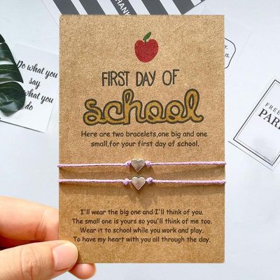 Cherished Back-to-School Bracelets: Heartfelt First Day Wish Gift Set for Kids - Includes 2 Bracelets