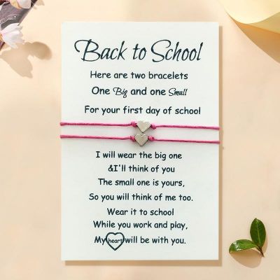 Back-to-School Buddies Bracelet Set: First Day Gift for Kids Set of 2