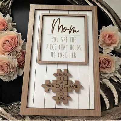 Customized Puzzle Pieces Sign: Personalized Mother's Day Gift - 