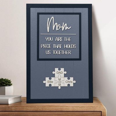 Customized Puzzle Name Sign: Mom, the Foundation of Our Unity - Personalized Gift for Mother's Day