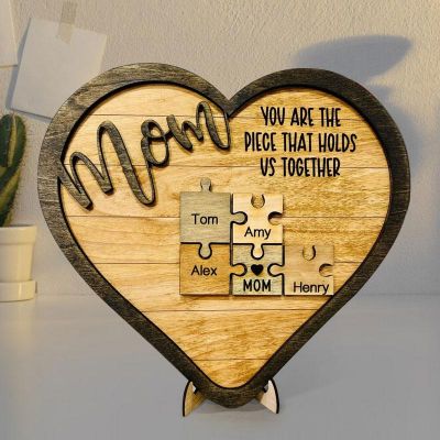 Heart-shaped Personalized Puzzle Name Sign - Thoughtful Gift for Mom and Grandma