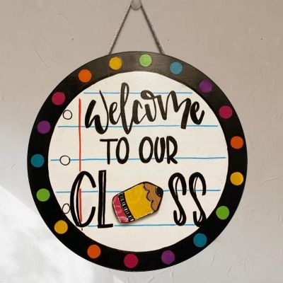 Back-to-School Wooden Teacher Classroom Door Hanger: Warm Welcome Sign