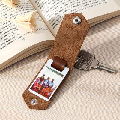 Personalized Brown Leather Photo Keychain For Best Daddy Ever Father's Day