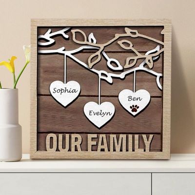 Personalized Family Tree Wood Sign - Engraved Home Decor, Perfect Gift for Anniversaries, Mother's Day, and Christmas