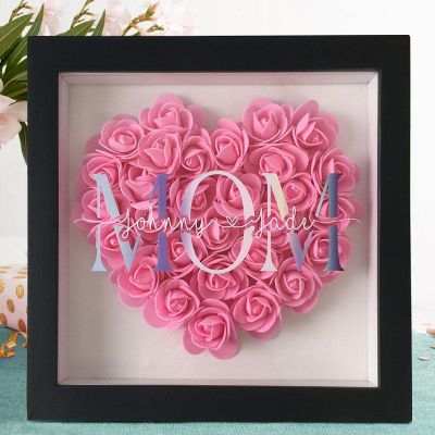 Personalized Mom Flower Shadow Box - Custom Name Gift for Mother's Day