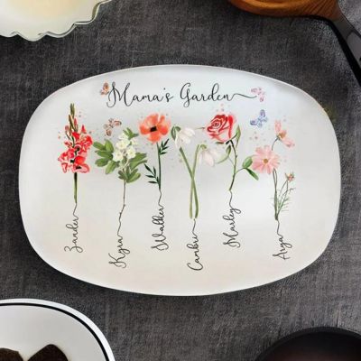Personalized Birth Month Flower Platter Nana's Garden - Gift for Nana, Grandma, or Mom