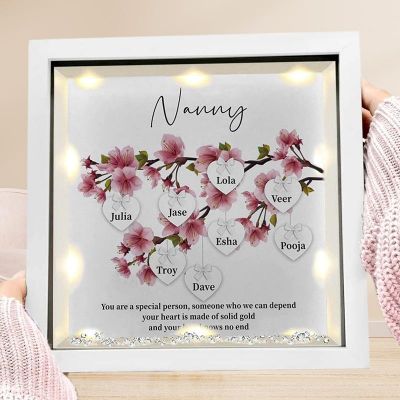 Custom Family Tree Flower Frame With Grandchildren Names For Nana Mother's Christmas's Day