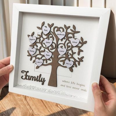 Personalized Family Tree Frame with Engraved Names - Elegant Home Decor