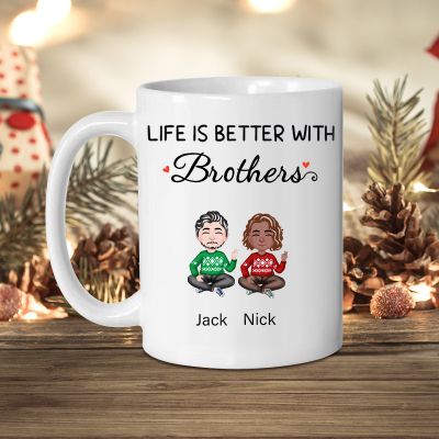 Life Is Better With Sisters / Brothers - Personalized Custom Names Mug, Gift For Friends
