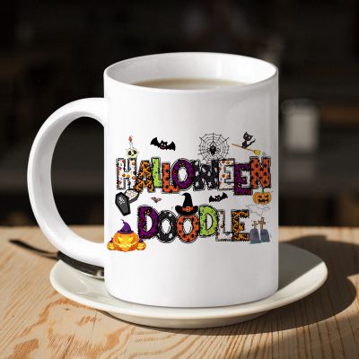 Halloween Doodle Letters, Make Your Own Name Mug, Personalized Halloween Gift