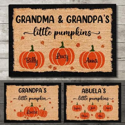 Grandparents Little Pumpkins Home Doormat - Personalized Halloween Gift For Family