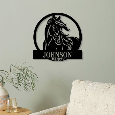 Personalized Custom Metal Sign Horse Monogram Wall Decor