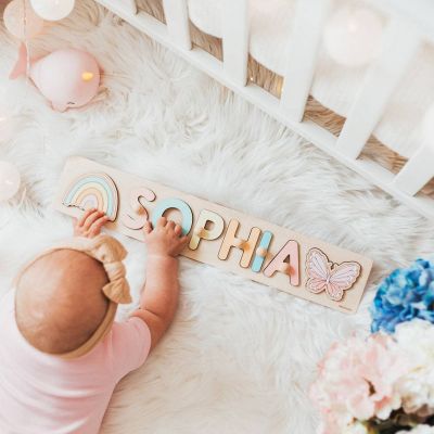 Personalized Alphabet Puzzle Movable Wooden Toy - A Gift For Babies And Children