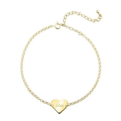 Personalized Heart Anklet Adjustable 8.5”-10”